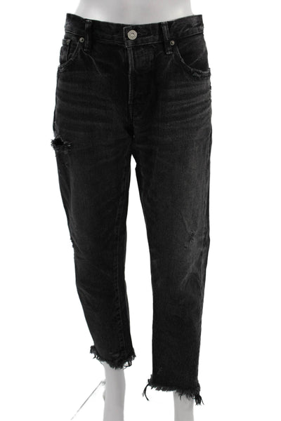 Moussy Womens Boyfriend Cropped Black Mid Rise Jeans Size 30