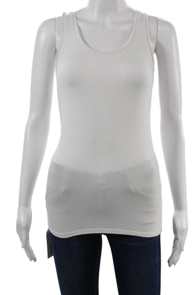 Majestic Filatures Women White Basic Sleeveless Round Neck Tank Size 1