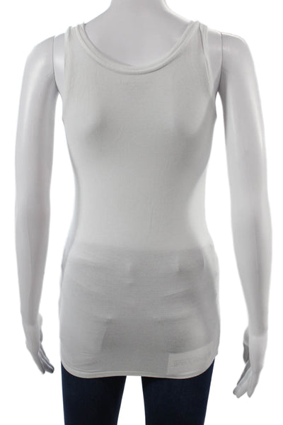 Majestic Filatures Women White Basic Sleeveless Round Neck Tank Size 1