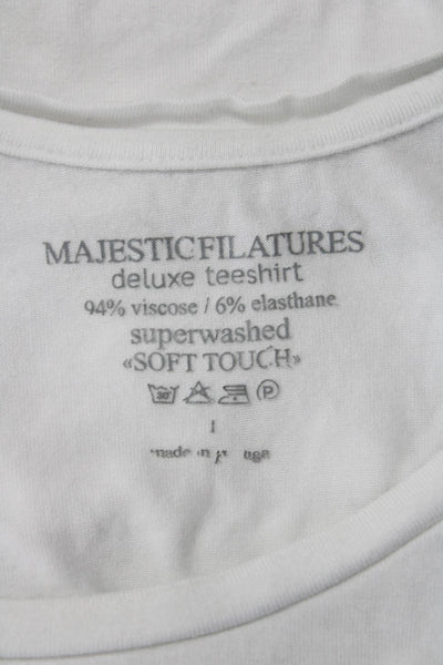 Majestic Filatures Women White Basic Sleeveless Round Neck Tank Size 1