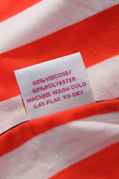 Gretchen Scott Women Orange Striped 3/4 Sleeve T-Shirt Size L