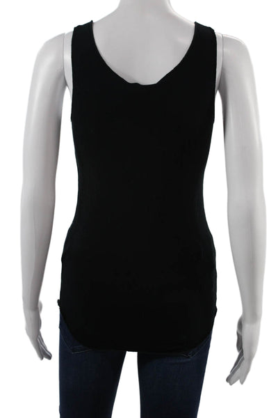 Majestic Filatures Womens Black Basic Tank Top Round Neck Cotton Viscose Size 1