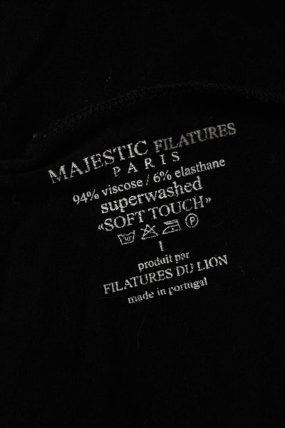 Majestic Filatures Womens Black Basic Tank Top Round Neck Cotton Viscose Size 1