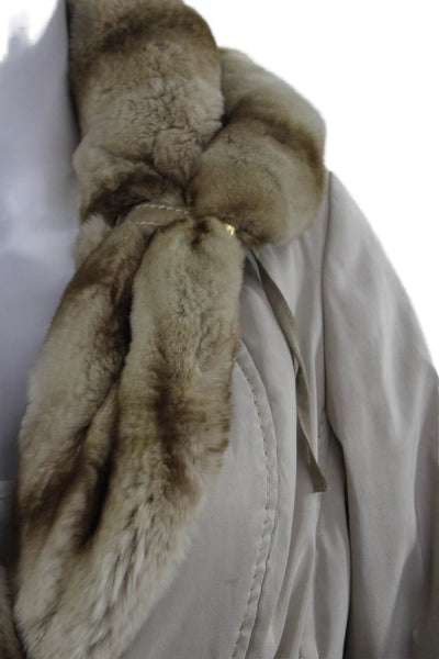 Violanti Womens Designer Beige Parka Button Closure Size S