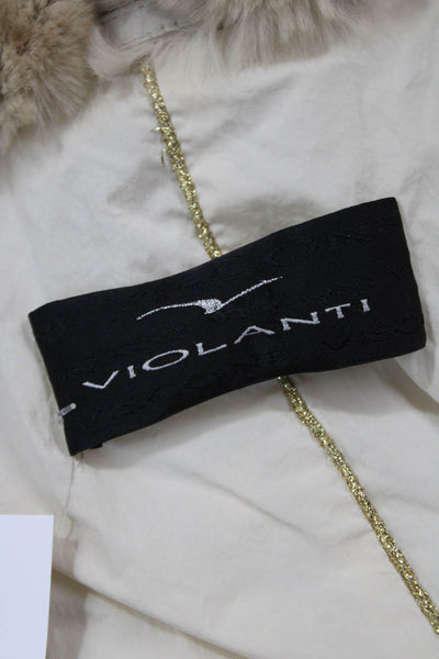 Violanti Womens Designer Beige Parka Button Closure Size S
