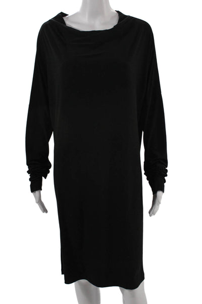 Norma Kamali Women Shift Dress Black Long Sleeve Knee Length Size L