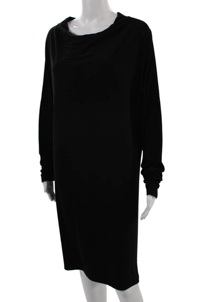 Norma Kamali Women Shift Dress Black Long Sleeve Knee Length Size L