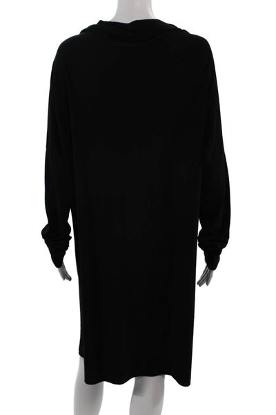 Norma Kamali Women Shift Dress Black Long Sleeve Knee Length Size L