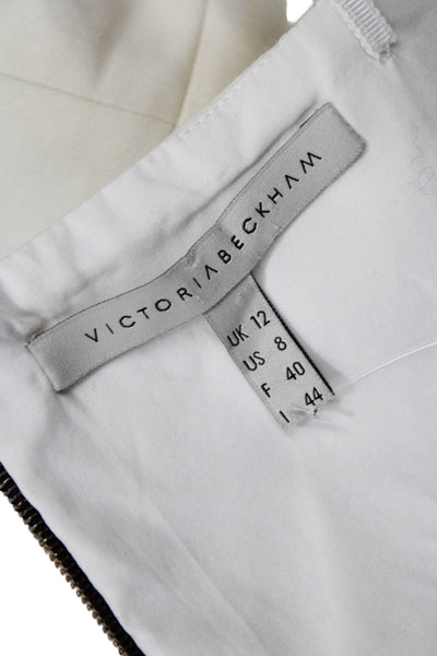 Victoria Beckham Women Sheath Dress Beige V-Neck Sleeveless Size 8