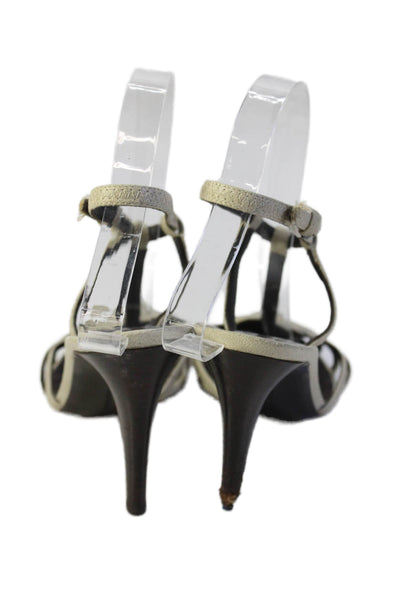 Bottega Veneta Womens Leather Slingbacks Sandal Heels Off White Size 36.5 6.5