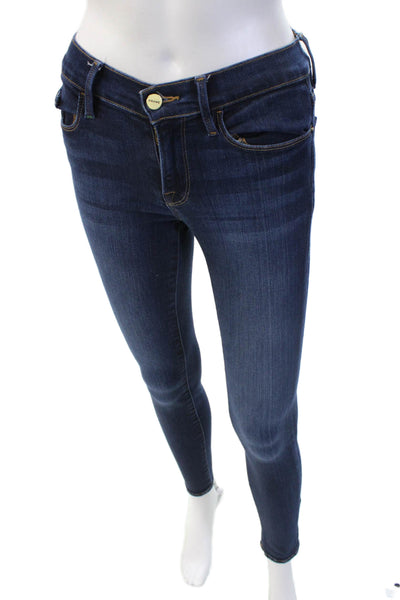 Frame Womens Skinny Ankle Jeans Dark Blue Mid Rise Size 25