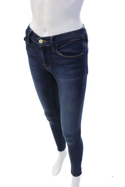 Frame Womens Skinny Ankle Jeans Dark Blue Mid Rise Size 25