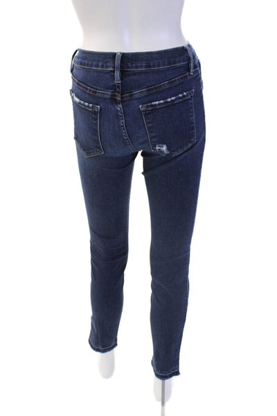 Frame Denim Womens Skinny Ankle Jeans Dark Blue Low Rise Size 25
