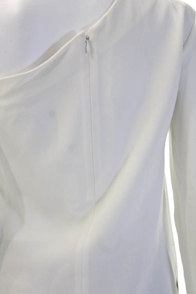Tibi Womens White Long Sleeve Zip Blouse Triacetate Polyester Designer Size 00