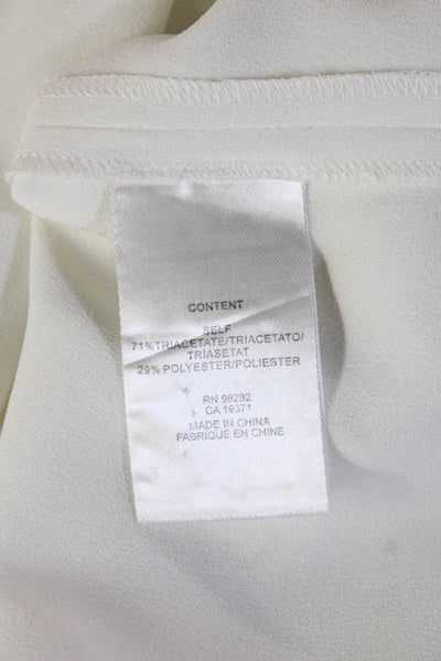 Tibi Womens White Long Sleeve Zip Blouse Triacetate Polyester Designer Size 00