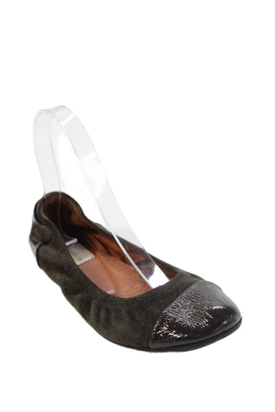 Lanvin Womens Slip On Cap Toe Suede Ballet Flats Brown Size 37