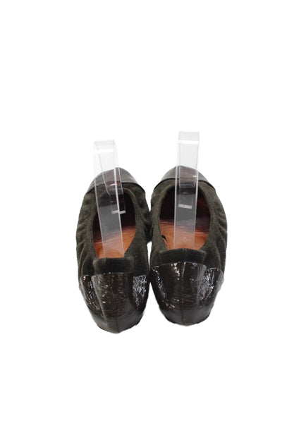 Lanvin Womens Slip On Cap Toe Suede Ballet Flats Brown Size 37