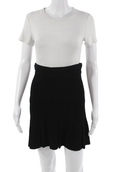 French Connection Women A-Line Pleated Black Skirt Viscose Blend Size S