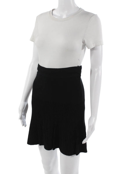 French Connection Women A-Line Pleated Black Skirt Viscose Blend Size S