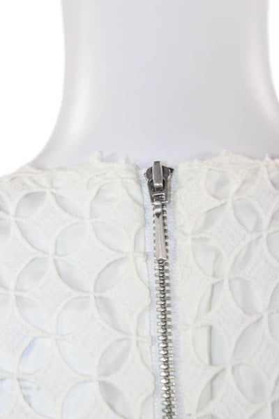 Elie Tahari Women Fit & Flare Dress White V Neck Knee Length Zip Size 4