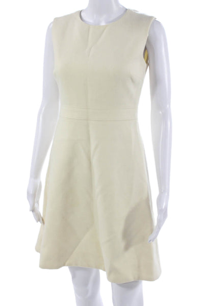 J Crew Womens A-Line Wool Sleeveless Beige Knee Length Dress Zip Size 2P
