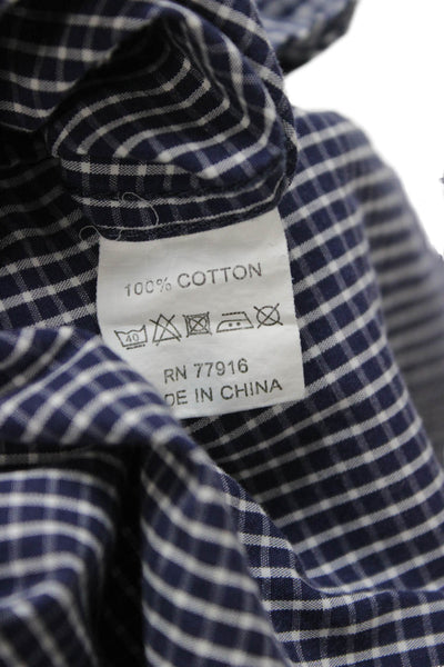 English Laundry Mens Dark Blue Checked Point Collar Button-Up Shirt Size L