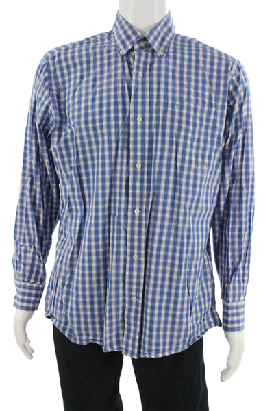 Southern Tide Men Button-Down Long Sleeve Blue Check Cotton Shirt Size L