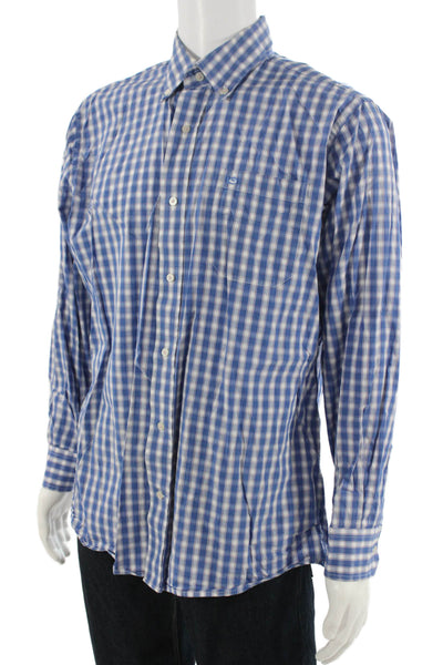 Southern Tide Men Button-Down Long Sleeve Blue Check Cotton Shirt Size L