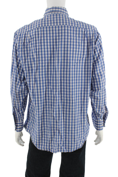 Southern Tide Men Button-Down Long Sleeve Blue Check Cotton Shirt Size L