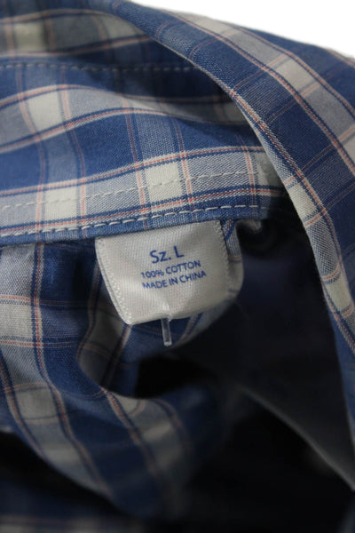 Southern Tide Men Button-Down Long Sleeve Blue Check Cotton Shirt Size L