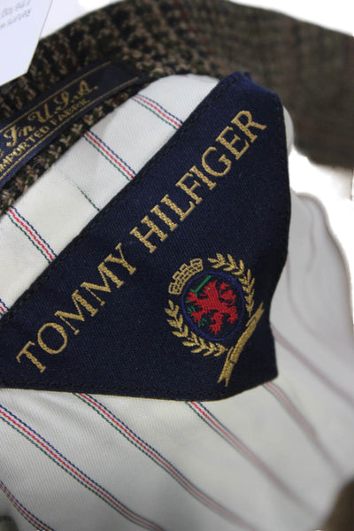 Tommy Hilfiger Men Brown Plaid Collared Button Sport Coat Size 42