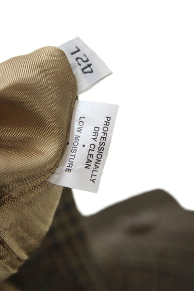 Tommy Hilfiger Men Brown Plaid Collared Button Sport Coat Size 42
