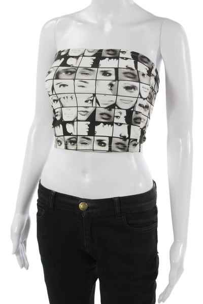 Edikted Womens Cropped Sleeveless Graphic Tank Top Black Size S