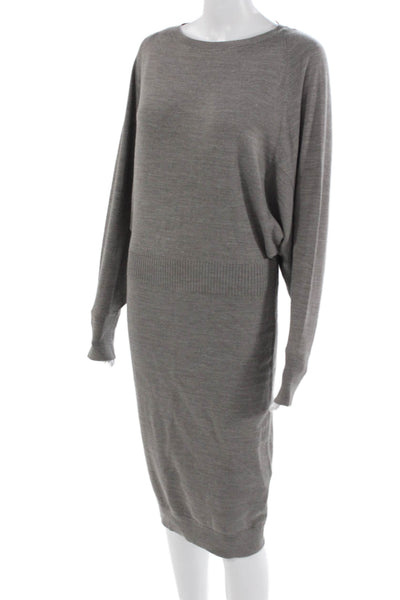 Reiss Womens Gray Sweater Dress Long Sleeve Round Neck Wool Blend Size 4