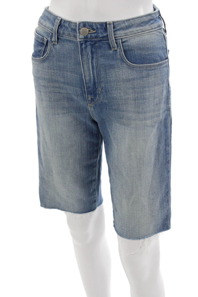 L'Agence Unisex Blue Bermuda Shorts Button Closure 94% Cotton Size 25
