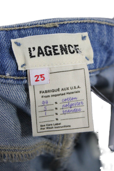 L'Agence Unisex Blue Bermuda Shorts Button Closure 94% Cotton Size 25