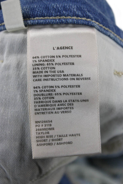 L'Agence Unisex Blue Bermuda Shorts Button Closure 94% Cotton Size 25