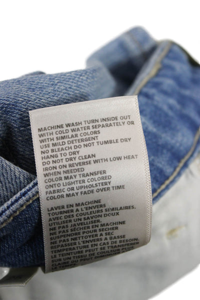 L'Agence Unisex Blue Bermuda Shorts Button Closure 94% Cotton Size 25