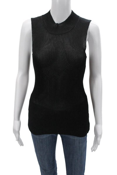 Malloni Women Basic Sleeveless Mock Neck Tank Black Size M