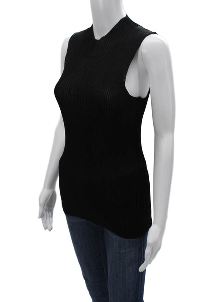 Malloni Women Basic Sleeveless Mock Neck Tank Black Size M