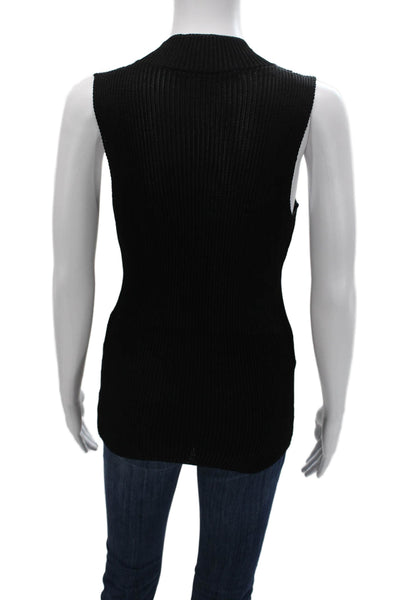 Malloni Women Basic Sleeveless Mock Neck Tank Black Size M