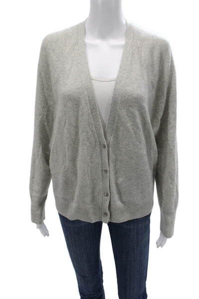 Duffy Unisex Cardigan 100% Cashmere V Neck Gray Button Long Sleeve Size S