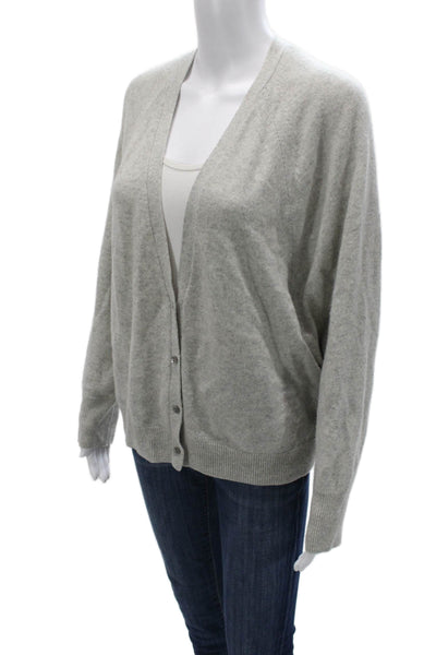 Duffy Unisex Cardigan 100% Cashmere V Neck Gray Button Long Sleeve Size S