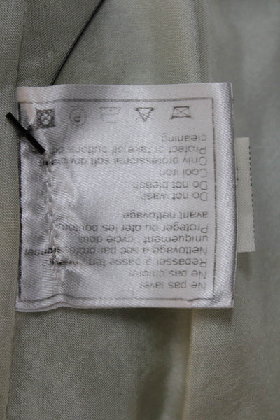 Chanel Womens Light Blue Silk Short Sleeve Collared Blazer Button Size 38