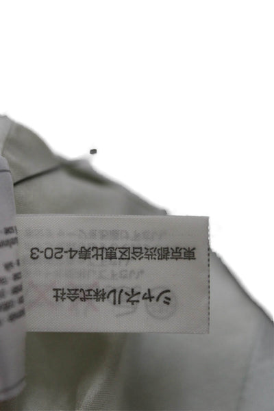 Chanel Womens Light Blue Silk Short Sleeve Collared Blazer Button Size 38