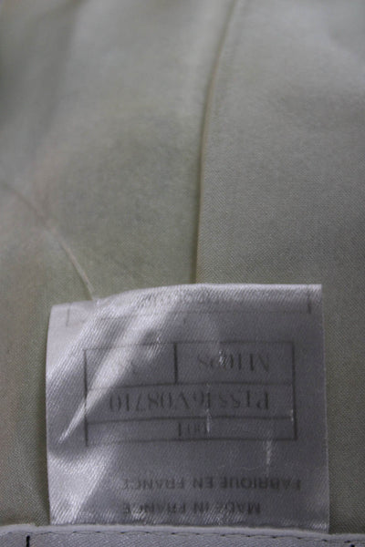 Chanel Womens Light Blue Silk Short Sleeve Collared Blazer Button Size 38