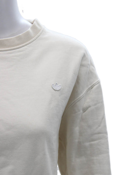 Adidas Unisex Pullover Sweatshirt Beige 100% Cotton Size S