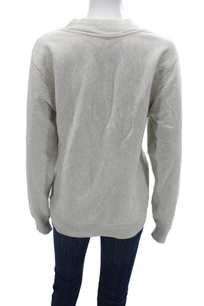 Champion Women Pullover Sweatshirt Gray V Neck Long Sleeve College Size S