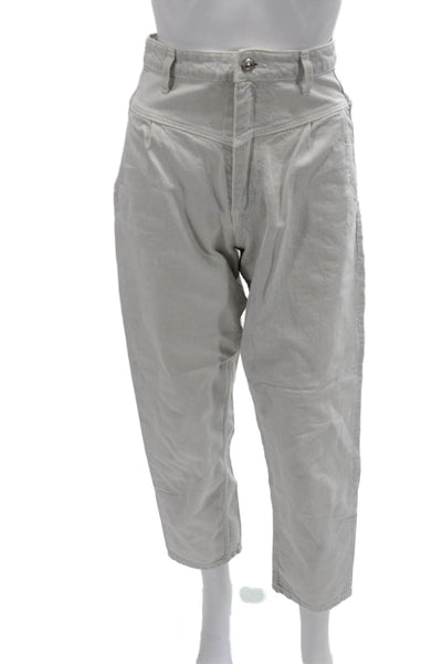 Zara Unisex High Rise Cropped Ankle Gray Pants 100% Cotton Size 2
