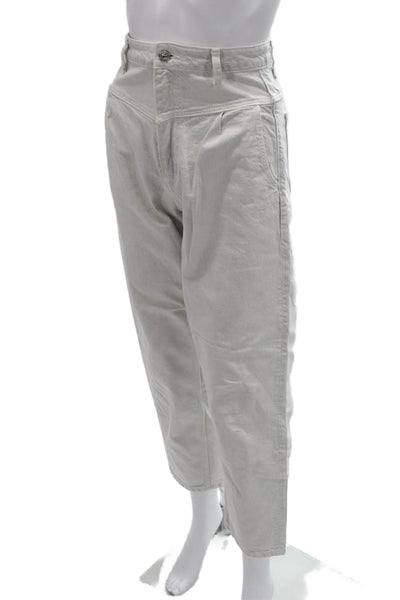 Zara Unisex High Rise Cropped Ankle Gray Pants 100% Cotton Size 2